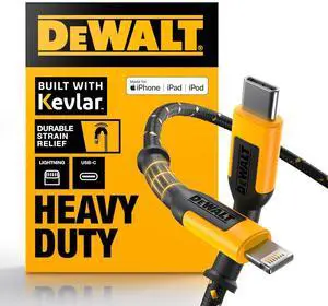 DEWALT Lightning to USB C Cable Reinforced Braided Cable for Lightning Charger Cord Compatible with iPhone Apple Compatible Charging Cable (USB C to Lightning, 4 FT) DEWALT Lightning to USB C Cable Reinforced Braided Cable for Lightning Charger Cord Compatible with iPhone Apple Compatible Charging Cable (USB C to Lightning, 4 FT)