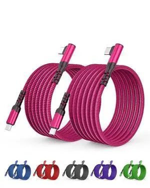 Eversame 2-Pack USB C to USB C Cable, 10ft+10ft, 60W, Pink Eversame 2-Pack USB C to USB C Cable, 10ft+10ft, 60W, Pink