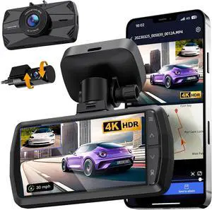 4K Dash Cam Front and Rear, Built-in WiFi GPS, 3" IPS Screen, HDR Night Vision Dash Camera for Cars, G-Sensor App Control, Emergency Lock, Accident Record, Parking Mode, Support 512GB Max 4K Dash Cam Front and Rear, Built-in WiFi GPS, 3" IPS Screen, HDR Night Vision Dash Camera for Cars, G-Sensor App Control, Emergency Lock, Accident Record, Parking Mode, Support 512GB Max
