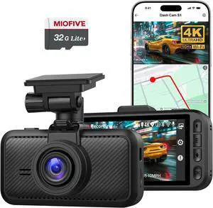 Miofive Car Camera 4K Resolution, WiFi, Bluetooth, GPS Dash Cam, 3-Inch IPS Screen, Night Vision, Loop Recording, HDR, App Control, and Supports up to 512GB with a Free 32GB Card Included Miofive Car Camera 4K Resolution, WiFi, Bluetooth, GPS Dash Cam, 3-Inch IPS Screen, Night Vision, Loop Recording, HDR, App Control, and Supports up to 512GB with a Free 32GB Card Included
