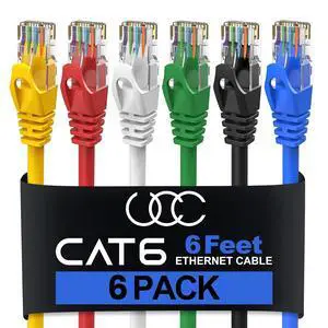 Ultra Clarity Cables Cat 6 Ethernet Cable 6 Feet, 6 Pack, 6 Colors | Cat6 Patch Cable, High Speed 10Gbps 500Mhz, RJ45 LAN Internet Cable, For Computer Modem Router PS4/5 Ultra Clarity Cables Cat 6 Ethernet Cable 6 Feet, 6 Pack, 6 Colors | Cat6 Patch Cable, High Speed 10Gbps 500Mhz, RJ45 LAN Internet Cable, For Computer Modem Router PS4/5