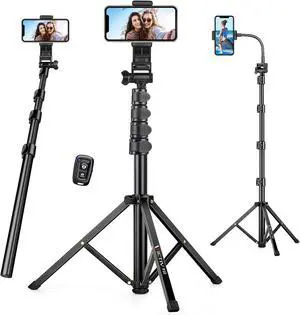 74" Flexible Phone Tripod, Tall Cell Phone Tripod with Adjustable Gooseneck & Remote, Portable Camera Cellphone Stand for Video Recording, Compatible with iPhone Android 74" Flexible Phone Tripod, Tall Cell Phone Tripod with Adjustable Gooseneck & Remote, Portable Camera Cellphone Stand for Video Recording, Compatible with iPhone Android