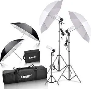 EMART Umbrella Photography Lighting Kit, 200/700W Bulbs, Soft Light Continuous Photographic Reflector Set for Portrait Studio Video Recording, Filming, Podcast EMART Umbrella Photography Lighting Kit, 200/700W Bulbs, Soft Light Continuous Photographic Reflector Set for Portrait Studio Video Recording, Filming, Podcast