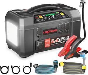 LOKITHOR AW401 5-in-1 Multi-Function Car Emergency Tool | 2500 Amp Jump Starter(8.5L & 6.5L) | 150 PSI Air Compressor | 200 PSI Pressure Washer | 500-lumen LED | 20,000mAh Power Bank LOKITHOR AW401 5-in-1 Multi-Function Car Emergency Tool | 2500 Amp Jump Starter(8.5L & 6.5L) | 150 PSI Air Compressor | 200 PSI Pressure Washer | 500-lumen LED | 20,000mAh Power Bank