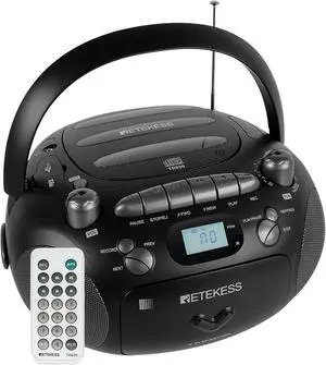 Retekess TR630 CD Cassette Player, Boombox CD Player (Black) | for Family, AM/FM Radio,Recording Transcription, USB/Micro SD, LCD Display Retekess TR630 CD Cassette Player, Boombox CD Player (Black) | for Family, AM/FM Radio,Recording Transcription, USB/Micro SD, LCD Display