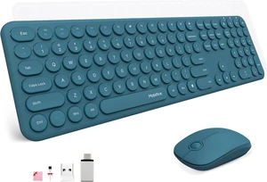 Wireless Keyboard and Mouse Combo, Ultra-Thin 2.4GHz USB Cordless Plug and Play Full Size Silent Retro Slim Cute Blue Keyboard Mouse Set for Home Office Compatible with Windows/Mac(Blue) Wireless Keyboard and Mouse Combo, Ultra-Thin 2.4GHz USB Cordless Plug and Play Full Size Silent Retro Slim Cute Blue Keyboard Mouse Set for Home Office Compatible with Windows/Mac(Blue)