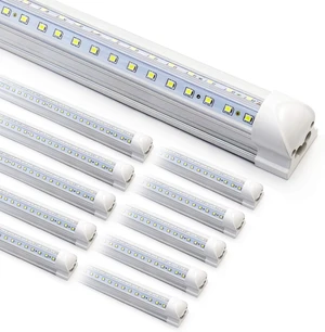 10-Pack 8ft LED Shop Light Fixture - 90W T8 Integrated LED Tube Light - 6500K 12000LM V-Shape Linkable - High Output - Clear Cover - Plug and Play - 270 Degree Lighting for Garage, Shop, Barn 10-Pack 8ft LED Shop Light Fixture - 90W T8 Integrated LED Tube Light - 6500K 12000LM V-Shape Linkable - High Output - Clear Cover - Plug and Play - 270 Degree Lighting for Garage, Shop, Barn