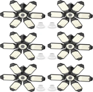 Led Garage Lights Bulb 6 Pack 200W Super Bright Ceiling Led Shop Lights, E26/E27 Base, 6500K, 20000LM Deformable Led Garage Light for Basement, Attic and Workshop Commercial Bay Lighting Led Garage Lights Bulb 6 Pack 200W Super Bright Ceiling Led Shop Lights, E26/E27 Base, 6500K, 20000LM Deformable Led Garage Light for Basement, Attic and Workshop Commercial Bay Lighting