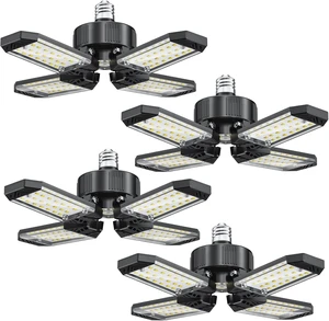 LED Garage Lights 4 Pack, 120W 12000LM Garage Lighting 6500K with 4+1 Deformable Panels, Screw Into E26 E27 Socket, Ceiling Lighting for Shop Workshop Basement Barn Attic Bay LED Garage Lights 4 Pack, 120W 12000LM Garage Lighting 6500K with 4+1 Deformable Panels, Screw Into E26 E27 Socket, Ceiling Lighting for Shop Workshop Basement Barn Attic Bay