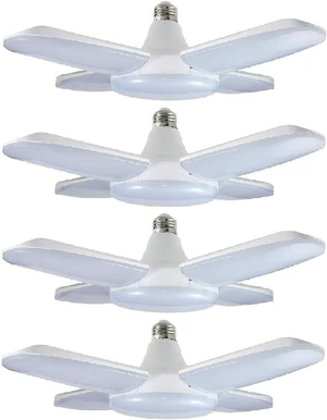 (4 Pack) LED Garage Lights, 60W Trilights Ceiling, High Low Bay Deformable Adjustable 4 Led Light Bulbs 6000LM 6000K, Screw in Tribright Garage Lighting Fixture,CRI80 Daylight (4 Pack) LED Garage Lights, 60W Trilights Ceiling, High Low Bay Deformable Adjustable 4 Led Light Bulbs 6000LM 6000K, Screw in Tribright Garage Lighting Fixture,CRI80 Daylight