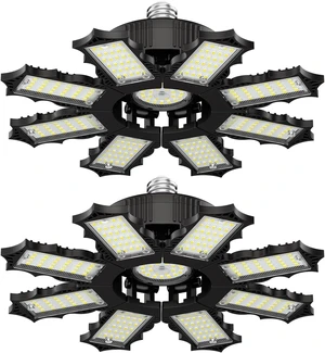 Garage Lights, 210W, 8+1 Deformable Panels Support E26/E27, 2 Pack Garage Lights, 210W, 8+1 Deformable Panels Support E26/E27, 2 Pack