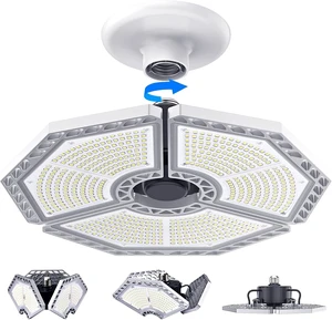 K KERNOWO LED Garage Lights, 140W 18500 Lumens Garage Lighting, 6000K Daylight with Deformable Three Panel Ceiling Light Fixture E26/E27 Triple Glow LED Shop Light for Basement Workshop Warehouse K KERNOWO LED Garage Lights, 140W 18500 Lumens Garage Lighting, 6000K Daylight with Deformable Three Panel Ceiling Light Fixture E26/E27 Triple Glow LED Shop Light for Basement Workshop Warehouse