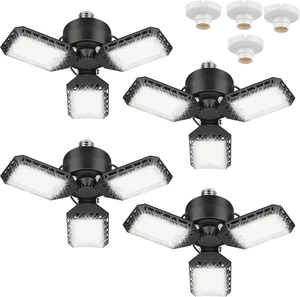4 Pack Led Garage Lights, 60W Deformable Garage Ceiling Light 4 Pack Led Garage Lights, 60W Deformable Garage Ceiling Light