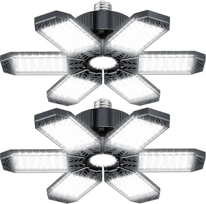 Garage Light 2 Pack - 200W 20000LM Garage Lights Ceiling LED 6500K with 6+1 Deformable Panels, Screw in E26/E27 Bulb Socket LED Shop Lights for Workshop Barn Basement Gym Bay Lighting Garage Light 2 Pack - 200W 20000LM Garage Lights Ceiling LED 6500K with 6+1 Deformable Panels, Screw in E26/E27 Bulb Socket LED Shop Lights for Workshop Barn Basement Gym Bay Lighting