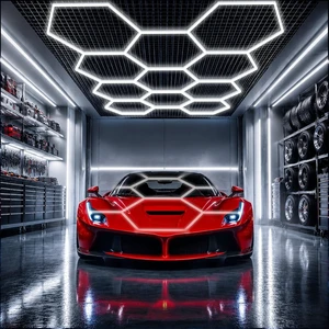 LZHOME Hexagon LED Garage Light Fixture: 11 Grids 39600LM Super Bright Honeycomb Led Ceiling Lights, 5000K Natural White, Hexagon Light for Garage Basement Warehouse Gym Car Detailing Shop LZHOME Hexagon LED Garage Light Fixture: 11 Grids 39600LM Super Bright Honeycomb Led Ceiling Lights, 5000K Natural White, Hexagon Light for Garage Basement Warehouse Gym Car Detailing Shop