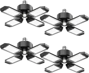 LED Garage Light - 4 Pack 130W 13000LM Deformable 4+1 Panel LED Garage Ceiling Lights with Transformer, E26/27 Base, 6500K Daylight White Shop Lights for Factory, Storage Room, Warehouse LED Garage Light - 4 Pack 130W 13000LM Deformable 4+1 Panel LED Garage Ceiling Lights with Transformer, E26/27 Base, 6500K Daylight White Shop Lights for Factory, Storage Room, Warehouse