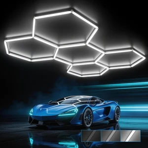 HYPERLITE Gen 2 Hexagon Garage LED Light, Upgraded 3 Level Dimmable 168W 16800LM Super Bright Garage Detailing Lights, 5 Grids Hex Shop Light, Hexagon LED Lights for Basement, Car Wash, Gym, Shop HYPERLITE Gen 2 Hexagon Garage LED Light, Upgraded 3 Level Dimmable 168W 16800LM Super Bright Garage Detailing Lights, 5 Grids Hex Shop Light, Hexagon LED Lights for Basement, Car Wash, Gym, Shop