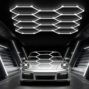 Glitgate LED Hexagon Garage Lights, 322W 35,420LM 6500K, 11 Grid Glitgate LED Hexagon Garage Lights, 322W 35,420LM 6500K, 11 Grid
