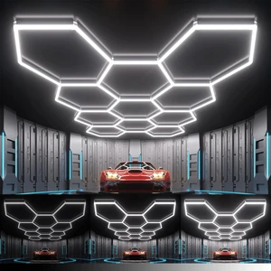 Dimmable Hexagon Garage Lights, 38640LM 11-Hex 3-Level Brightness Dimmable Hexagon Garage Lights, 38640LM 11-Hex 3-Level Brightness
