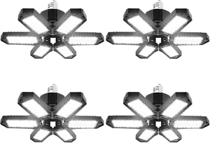 LED Garage Lights Bulb 4 Pack 180W Led Screw in Garage Lights 18000LM 6500K Bright LED Garage Ceiling Lights Deformable Garage Shop Light for Attic Basement Workshop Screw in E26 E27 Base LED Garage Lights Bulb 4 Pack 180W Led Screw in Garage Lights 18000LM 6500K Bright LED Garage Ceiling Lights Deformable Garage Shop Light for Attic Basement Workshop Screw in E26 E27 Base