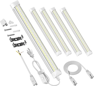 ELEKICO 4 Pack 2ft Led Shop Lights, 6000k 40w 5600lm 24 Inch Led Light Fixture Power Cord Wth on/Off Switch, Linkable 2ft Shop Light for Small Garage Ceiling Storage Area Workbench Basement Attic ELEKICO 4 Pack 2ft Led Shop Lights, 6000k 40w 5600lm 24 Inch Led Light Fixture Power Cord Wth on/Off Switch, Linkable 2ft Shop Light for Small Garage Ceiling Storage Area Workbench Basement Attic