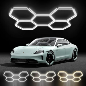 Hexagon LED Shop Lights with 3 Colors (6500K/4000K/3000K), 192W 23040LM Garage Ceiling Lights, IP62 Waterproof, Flicker-Free, Expandable DIY Design for Workshop Garage Gym, 24+1 Pack Hexagon LED Shop Lights with 3 Colors (6500K/4000K/3000K), 192W 23040LM Garage Ceiling Lights, IP62 Waterproof, Flicker-Free, Expandable DIY Design for Workshop Garage Gym, 24+1 Pack