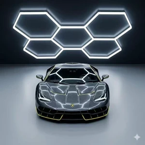 Hexagon Honeycomb LED Garage Light, 26400LM 6500K Ultra Bright Ceiling Lamp FCC Certified for Garage, Car Detailing Station, Barbershop Hexagon Honeycomb LED Garage Light, 26400LM 6500K Ultra Bright Ceiling Lamp FCC Certified for Garage, Car Detailing Station, Barbershop
