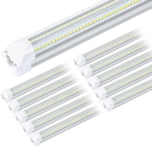 LED Shop Lights - 4FT 50W LED Light Fixture, 4 Foot High Output 7750Lumen, 6000K, Clear Cover, V-Shape Linkable, Plug and Play, T8 LED Tube Light for Garage, Workshop (10 Pack) LED Shop Lights - 4FT 50W LED Light Fixture, 4 Foot High Output 7750Lumen, 6000K, Clear Cover, V-Shape Linkable, Plug and Play, T8 LED Tube Light for Garage, Workshop (10 Pack)