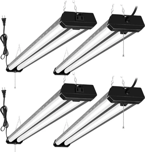 hykolity 4 Pack 4FT LED Shop Light, Linkable Utility Shop Lights, 42W, 5000K Daylight Shop Light for Garages, Workshops,hanging or FlushMount, Power Cord W/ Built-in ON/Off Switch, ETL, Black hykolity 4 Pack 4FT LED Shop Light, Linkable Utility Shop Lights, 42W, 5000K Daylight Shop Light for Garages, Workshops,hanging or FlushMount, Power Cord W/ Built-in ON/Off Switch, ETL, Black