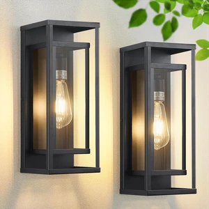 14" Black Outdoor Light Fixture, E26 Outdoor Wall Lantern 2-Pack 14" Black Outdoor Light Fixture, E26 Outdoor Wall Lantern 2-Pack