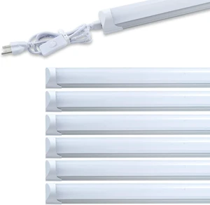 6 Pack LED T8 Shop Light, 4FT 24W 6000K Daylight White Linkable LED Integrated Tube Lights with Milky Cover, Bar Lights for Garage,Workshop,Workbench with On/Off Plug Cord 6 Pack LED T8 Shop Light, 4FT 24W 6000K Daylight White Linkable LED Integrated Tube Lights with Milky Cover, Bar Lights for Garage,Workshop,Workbench with On/Off Plug Cord