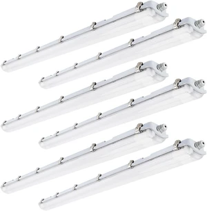 4FT LED Vapor Tight Light Fixtures 6Pack, Clear Cover, 40W 5600LM 4FT LED Vapor Tight Light Fixtures 6Pack, Clear Cover, 40W 5600LM