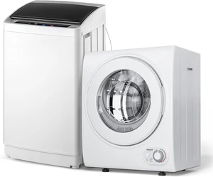 ROVSUN 17.8LBS Full Automatic Washing Machine and 1.5CuFt Portable Clothes Dryer Set, Compact Laundry Washer and Dryer Combo Set with Stainless Steel Inner Tub, for Apartment, Dorms, Home ROVSUN 17.8LBS Full Automatic Washing Machine and 1.5CuFt Portable Clothes Dryer Set, Compact Laundry Washer and Dryer Combo Set with Stainless Steel Inner Tub, for Apartment, Dorms, Home