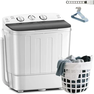 Erivess Compact Mini Twin Tub 18lbs Washing Machine, Drying Rack&10 Hangers Erivess Compact Mini Twin Tub 18lbs Washing Machine, Drying Rack&10 Hangers