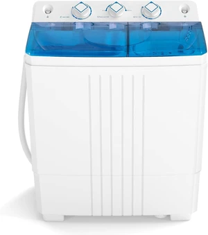 COSTWAY Portable Washing Machine, Twin Tub 20Lbs Capacity, Compact Laundry Washer(12Lbs) and Spinner(8Lbs), Durable Design for Apartment Dorm RV, Blue+White COSTWAY Portable Washing Machine, Twin Tub 20Lbs Capacity, Compact Laundry Washer(12Lbs) and Spinner(8Lbs), Durable Design for Apartment Dorm RV, Blue+White
