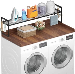 Lifewit Washer Dryer Adjustable Countertop with Shelf,Walnut, 54''x 27.5'' Lifewit Washer Dryer Adjustable Countertop with Shelf,Walnut, 54''x 27.5''