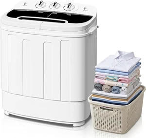 SUPER DEAL Compact Mini Twin Tub Washing Machine 13lbs Capacity Portable Washer Wash and Spin Cycle Combo, Built-in Gravity Drain for Camping, Apartments, Dorms, College, RVs and Small Spaces SUPER DEAL Compact Mini Twin Tub Washing Machine 13lbs Capacity Portable Washer Wash and Spin Cycle Combo, Built-in Gravity Drain for Camping, Apartments, Dorms, College, RVs and Small Spaces