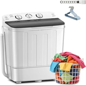 Erivess Portable Twin Tub 19lbs Washing Machine with Drying Rack and 10 Hangers, 12lbs Washer Mini Compact Laundry Machine with 7lbs Spinner, 1500rpm Semi-automatic Washer Combo for Dorm&Apartment Erivess Portable Twin Tub 19lbs Washing Machine with Drying Rack and 10 Hangers, 12lbs Washer Mini Compact Laundry Machine with 7lbs Spinner, 1500rpm Semi-automatic Washer Combo for Dorm&Apartment