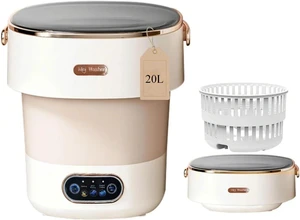 Portable Washing Machine with Spin Basket, Upgraded 20L Foldable Mini Washer5-Min Wash3-Min Spin1-Year Free ReplacementSmall Washing Machine for Travel, Dorms, RVs, Camping (Khaki) Portable Washing Machine with Spin Basket, Upgraded 20L Foldable Mini Washer5-Min Wash3-Min Spin1-Year Free ReplacementSmall Washing Machine for Travel, Dorms, RVs, Camping (Khaki)
