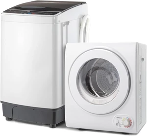 ROVSUN 1.5CuFt Portable Clothes Dryer and 17.6LBS Full-Automatic Washing Machine Set, Compact Laundry Washer and Dryer Combo Set with Stainless Steel Inner Tub, for Apartment, Dorms, Home ROVSUN 1.5CuFt Portable Clothes Dryer and 17.6LBS Full-Automatic Washing Machine Set, Compact Laundry Washer and Dryer Combo Set with Stainless Steel Inner Tub, for Apartment, Dorms, Home