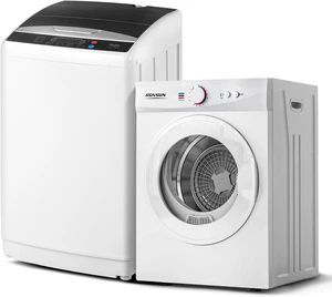 ROVSUN 25LBS Full Automatic Washing Machine and 1.8CuFt Portable Clothes Dryer Set, Compact Laundry Washer and Dryer Combo Set with Stainless Steel Inner Tub, for Apartment, Dorms, Home ROVSUN 25LBS Full Automatic Washing Machine and 1.8CuFt Portable Clothes Dryer Set, Compact Laundry Washer and Dryer Combo Set with Stainless Steel Inner Tub, for Apartment, Dorms, Home