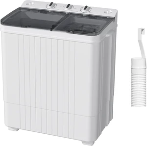 Portable Washing Machine, 28lbs Twin Tub Mini Washer Compact Laundry Machine with Timer Knobs, Semi-automatic 18lbs Washer 10lbs Spinner Combo for Dorms, Apartments, Grey Portable Washing Machine, 28lbs Twin Tub Mini Washer Compact Laundry Machine with Timer Knobs, Semi-automatic 18lbs Washer 10lbs Spinner Combo for Dorms, Apartments, Grey