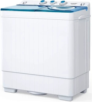 Compact Twin Tub Portable Mini Washing Machine 26lbs Capacity, Washer(18lbs)&Spiner(8lbs)/Built-in Drain Pump/Semi-Automatic (White&Blue) Compact Twin Tub Portable Mini Washing Machine 26lbs Capacity, Washer(18lbs)&Spiner(8lbs)/Built-in Drain Pump/Semi-Automatic (White&Blue)