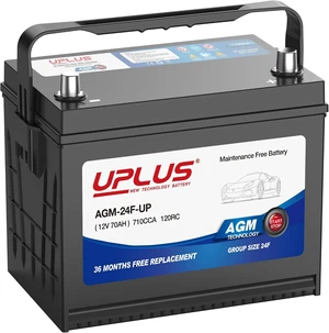 UPLUS BCI Group 24F AGM Car Battery, 12V 70Ah 710CCA 120RC Start-Stop UPLUS BCI Group 24F AGM Car Battery, 12V 70Ah 710CCA 120RC Start-Stop