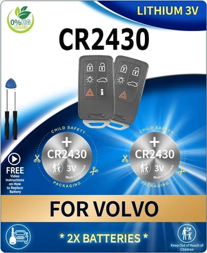 Key Fob Battery Replacement for Volvo (2-Pack) OEM CR2430 Key Fob Battery Replacement for Volvo (2-Pack) OEM CR2430