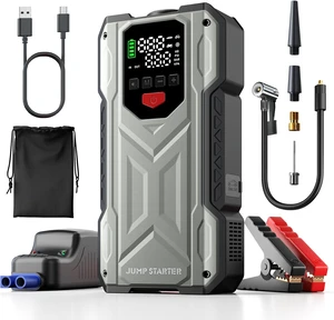 4000A Jump Starter with Air Compressor, Car Battery Charger for 12V Vehicles Up to 9.0 Gas&8.0L Diesel, 150PSI Auto-Shutoff Tire Inflator, Portable Battery Booster with Smart Jumper Cable, LED Lights 4000A Jump Starter with Air Compressor, Car Battery Charger for 12V Vehicles Up to 9.0 Gas&8.0L Diesel, 150PSI Auto-Shutoff Tire Inflator, Portable Battery Booster with Smart Jumper Cable, LED Lights