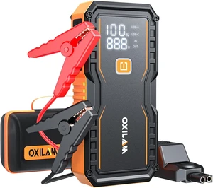 OXILAM Jump Starter 6000A for All Gas/12L Diesel, Car Battery Jumper Starter Portable, 12V Lithium Jump Box with Jumper Cables, LED Display, LED Light, Power Bank with USB, Type C Port OXILAM Jump Starter 6000A for All Gas/12L Diesel, Car Battery Jumper Starter Portable, 12V Lithium Jump Box with Jumper Cables, LED Display, LED Light, Power Bank with USB, Type C Port