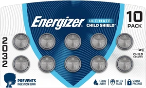 Energizer Ultimate Child Shield CR2032 Batteries (10 Pack), 3V Lithium Coin Batteries, Compatible with Apple AirTag and Tile Pro Devices, Key Fobs, Watches and More Energizer Ultimate Child Shield CR2032 Batteries (10 Pack), 3V Lithium Coin Batteries, Compatible with Apple AirTag and Tile Pro Devices, Key Fobs, Watches and More