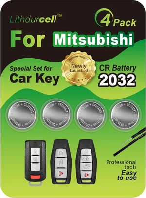 Key Fob Battery Replacement for Mitsubishi Outlander Sport Lancer L200 Raider Eclipse Cross(4-Pack), DIY with Pry Tools, CR2032 Key Fob Battery Replacement for Mitsubishi Outlander Sport Lancer L200 Raider Eclipse Cross(4-Pack), DIY with Pry Tools, CR2032