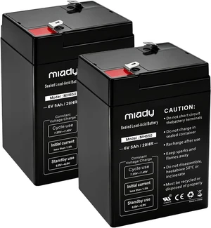 Miady 6V 5Ah Rechargeable Sealed Lead Acid Battery (2 Pack) Miady 6V 5Ah Rechargeable Sealed Lead Acid Battery (2 Pack)
